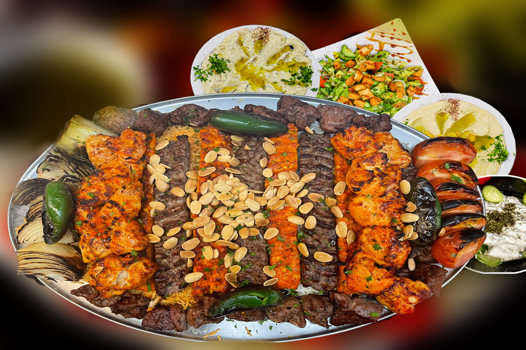 Menu Item Number 31   Large Mixed Kabob Platter 16 Skewers